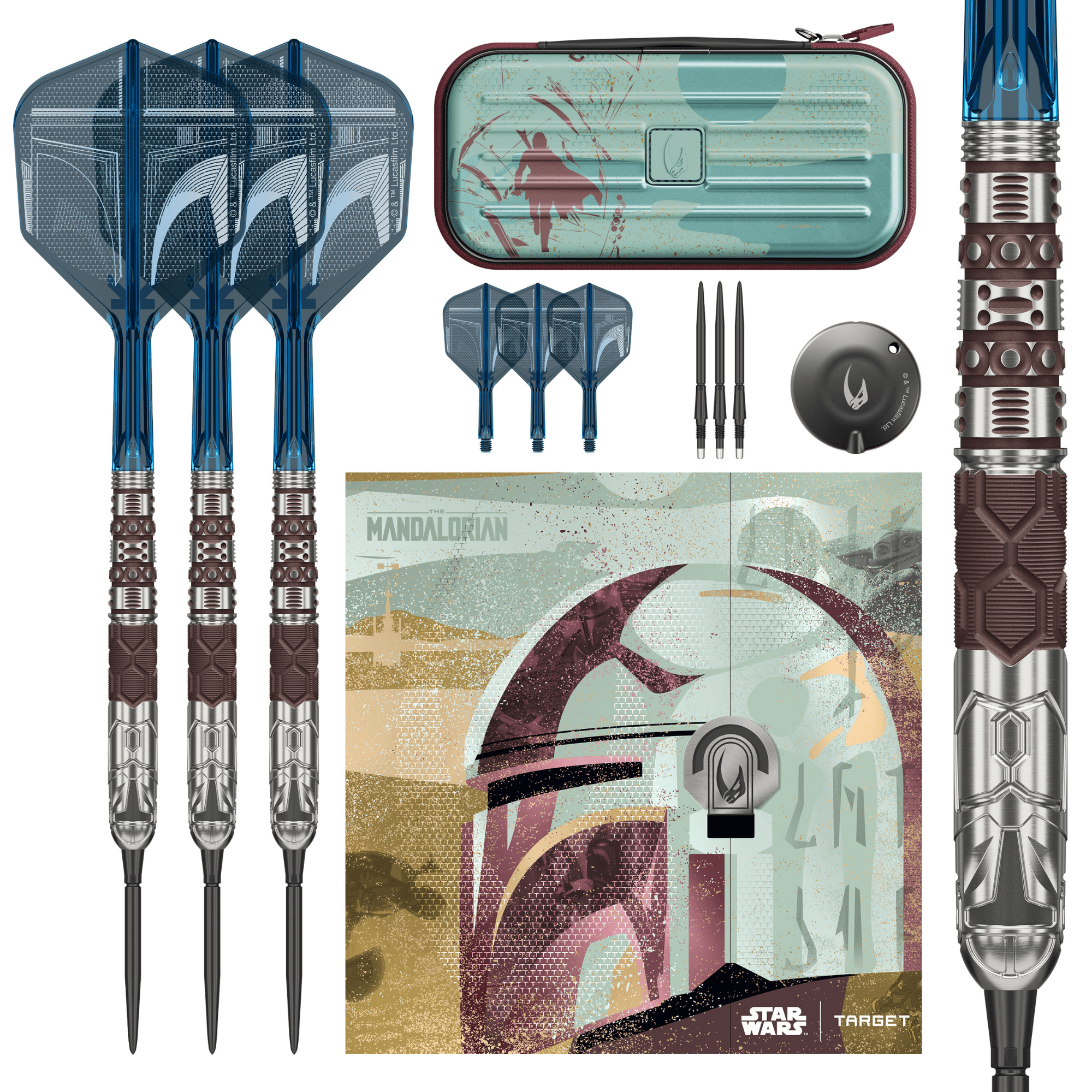 Target Star Wars Mandalorian Swiss Point Steeldarts Packungsinhalt