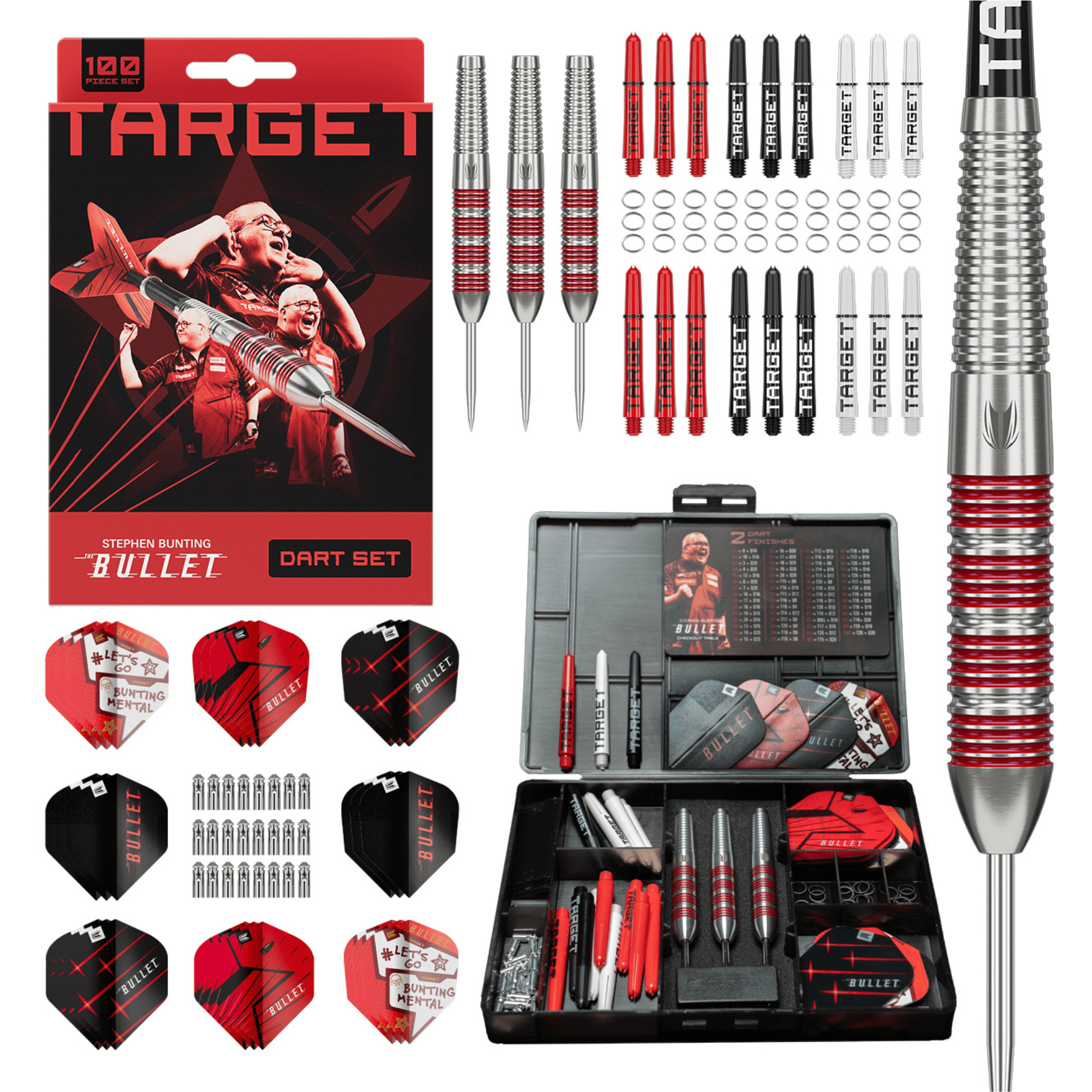 Target Stephen Bunting Brass Steeldarts Set (100 Stück) Packungsinhalt