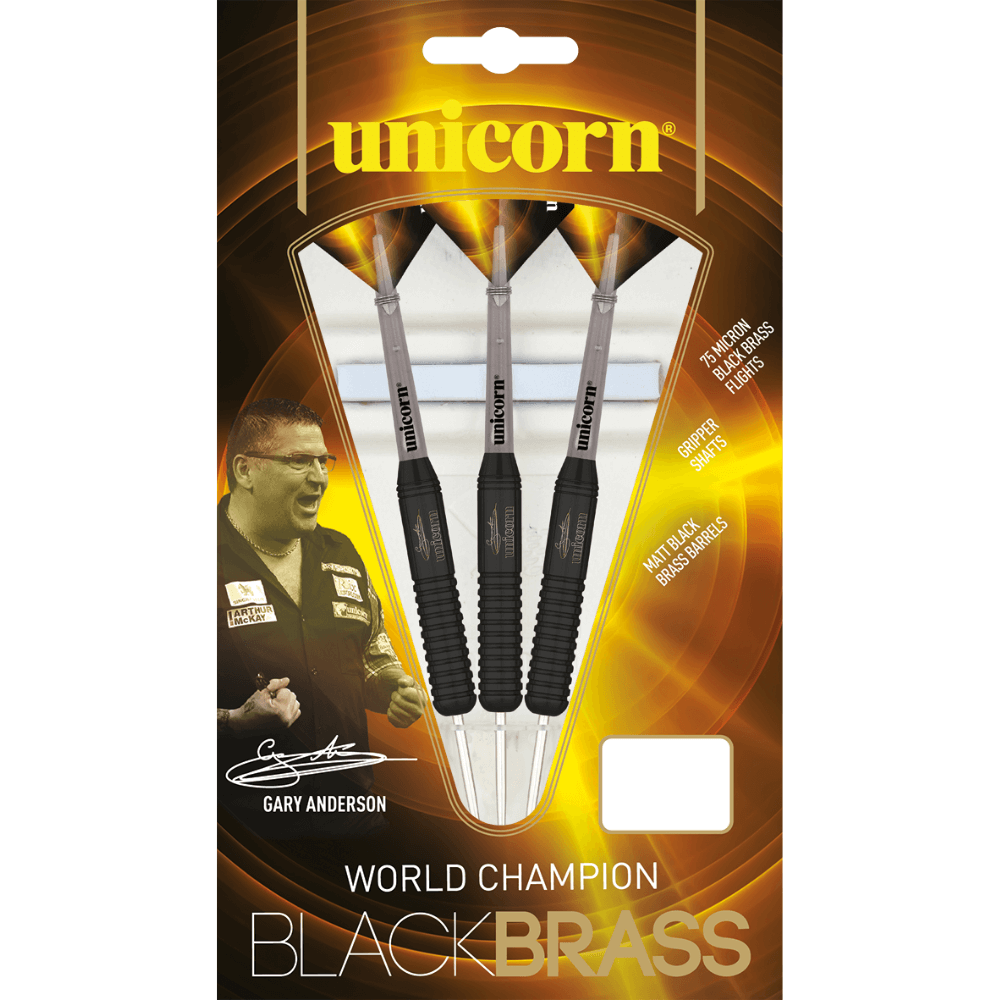 Unicorn Gary Anderson Black Brass Steeldarts Packung