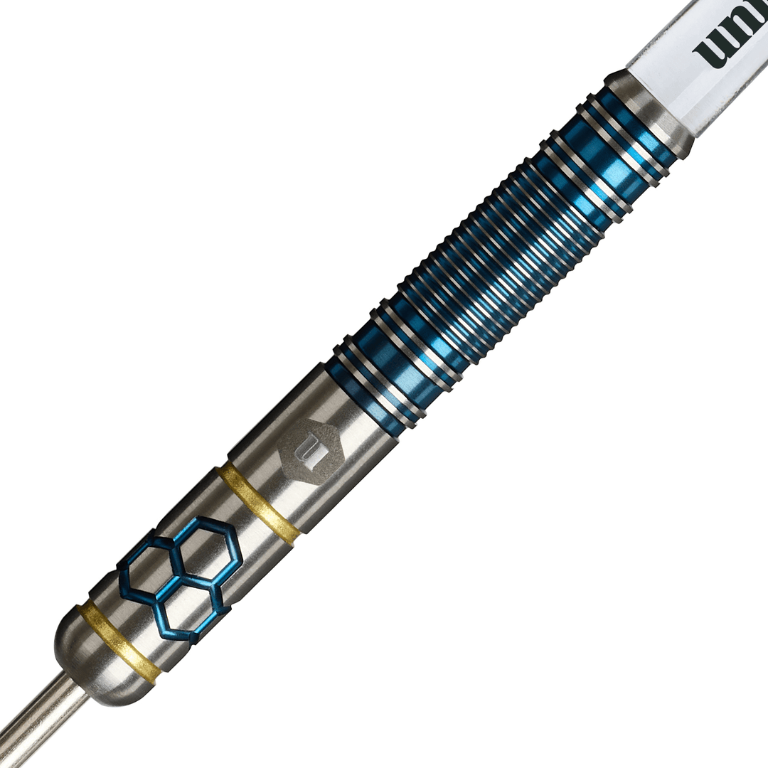 Unicorn Hexium 2 Blue & Gold Steeldarts Details Barrel