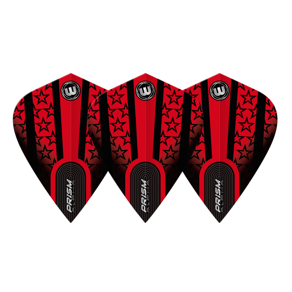 Winmau Alpha Kite Red Black Stars Flights Set