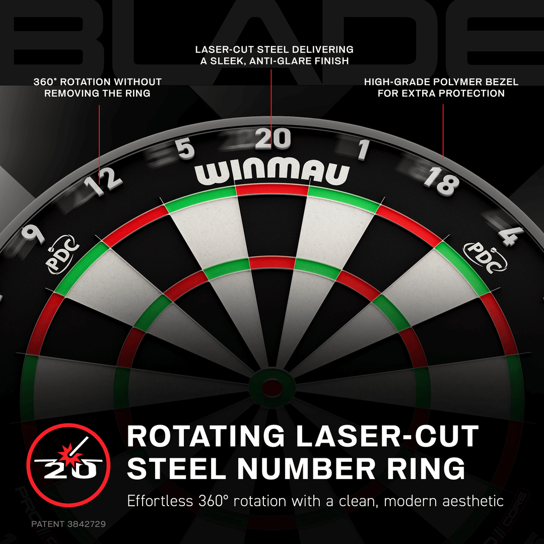 Winmau Blade X Pro Core Official PDC Dartboard Detail Zahlenring