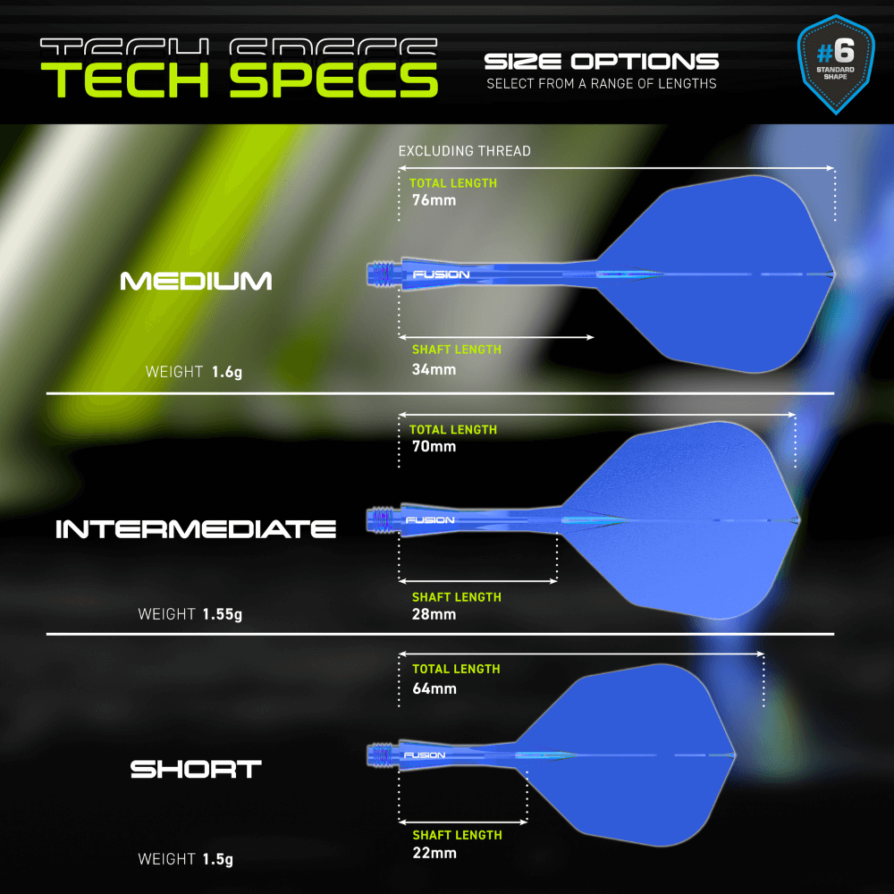 Winmau Fusion #6 Flight System Blue Abmessungen