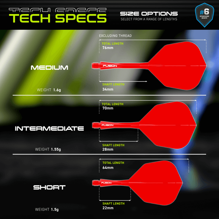 Winmau Fusion #6 Flight System Red Abmessungen