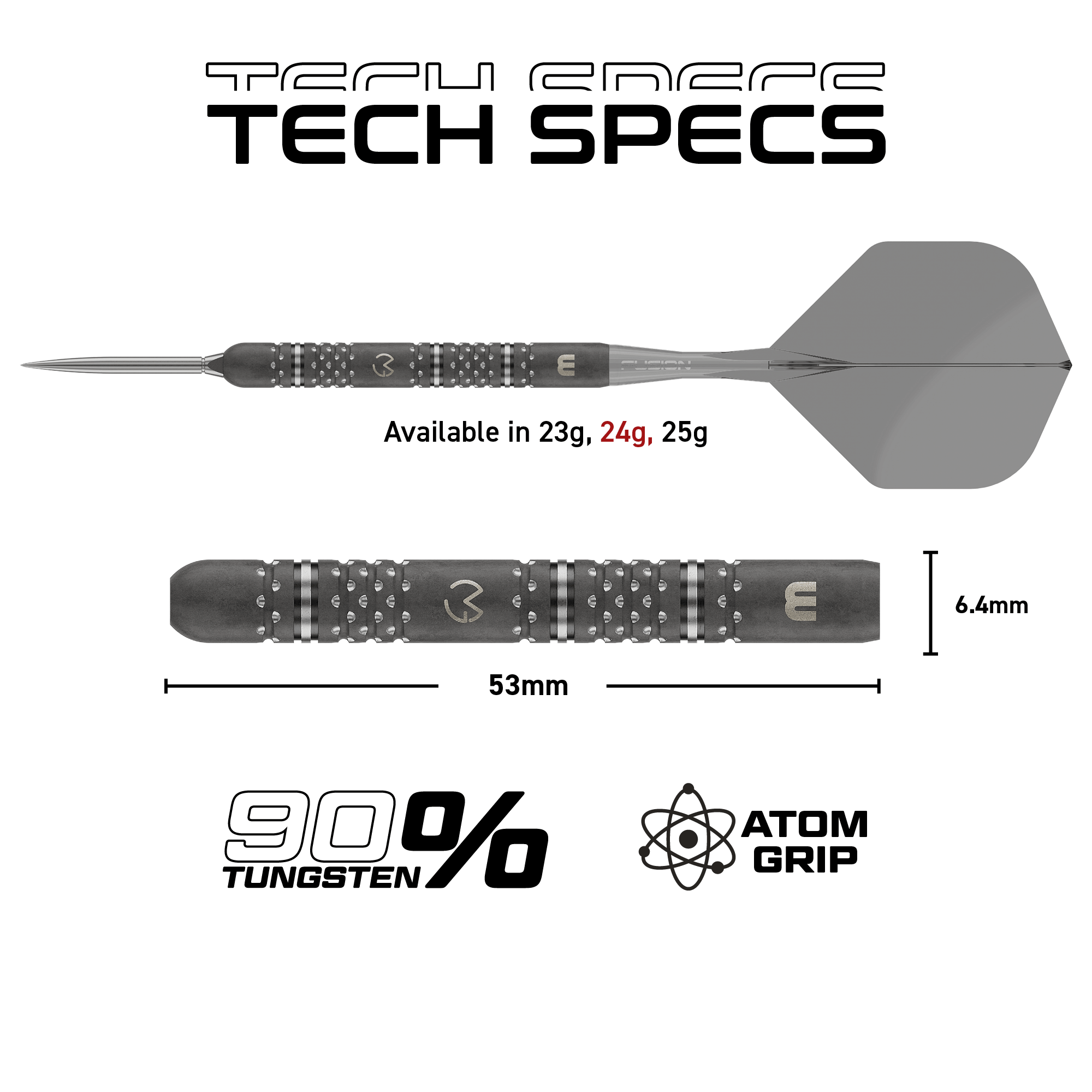 Winmau MVG TS-PRO Switch Point Steeldarts Maße 24g
