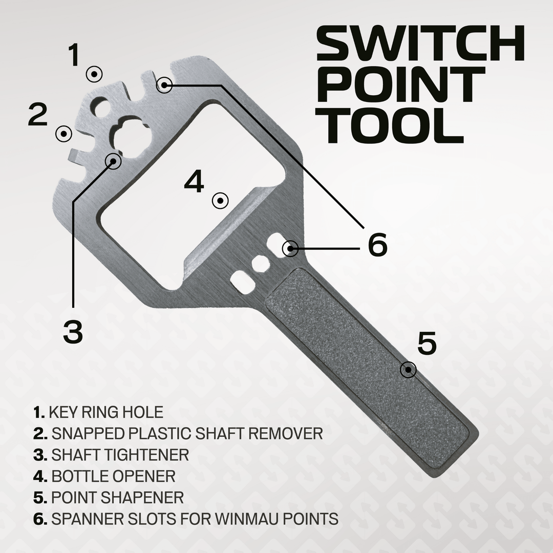 Winmau Switch Point Groove Silver Effect Tip Switch Point Tool
