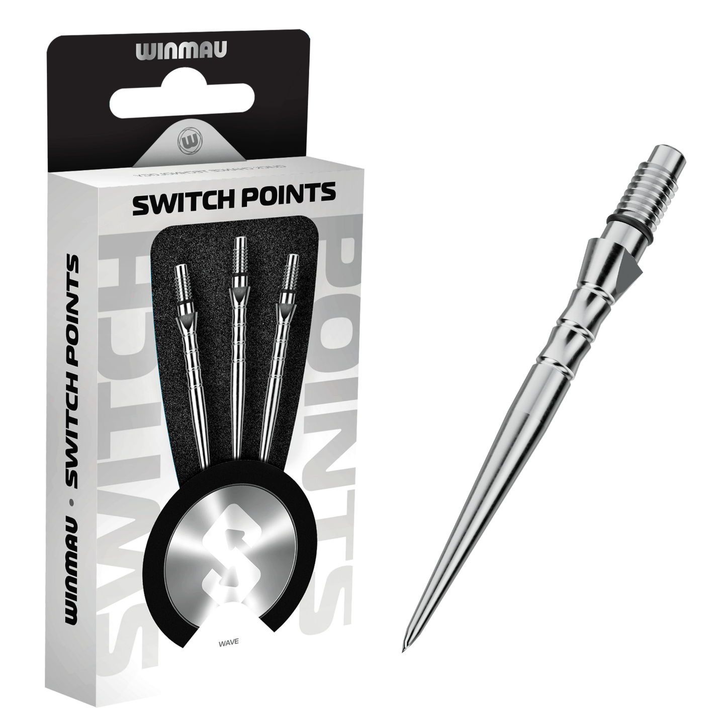 Winmau Switch Point Wave Silver Effect Spitzen Verpackung